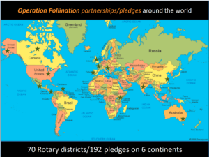 World map of Operation Pollination pledges and partnerships.