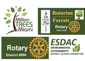 Logos of Million Trees Miami, Rotary District 6990, Rotarian Forests, and ESDAC