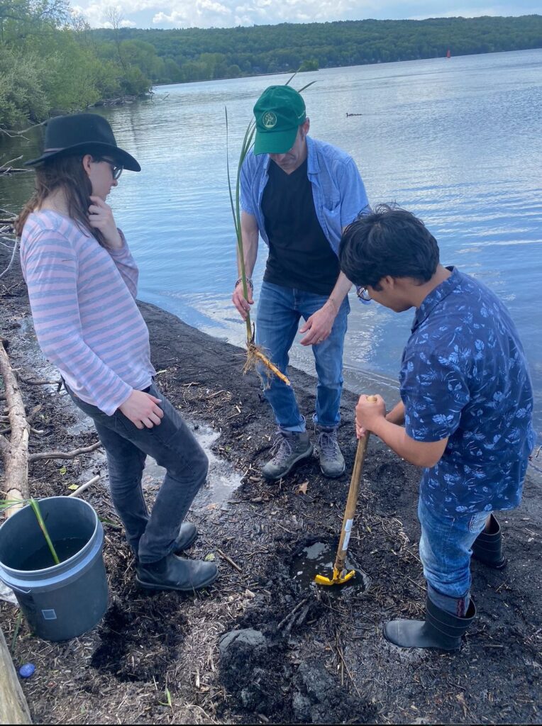 Green School students tending to water plants