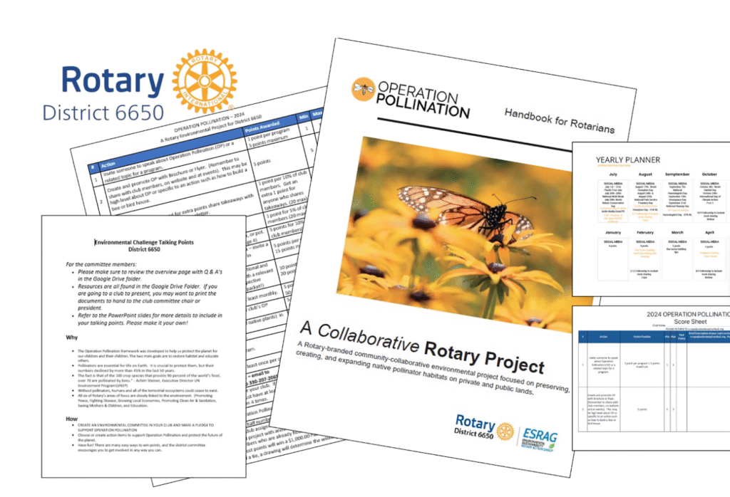 Some of the helpful “Operation Pollination Challenge” materials that were developed by Rotary District 6650 in eastern Ohio.